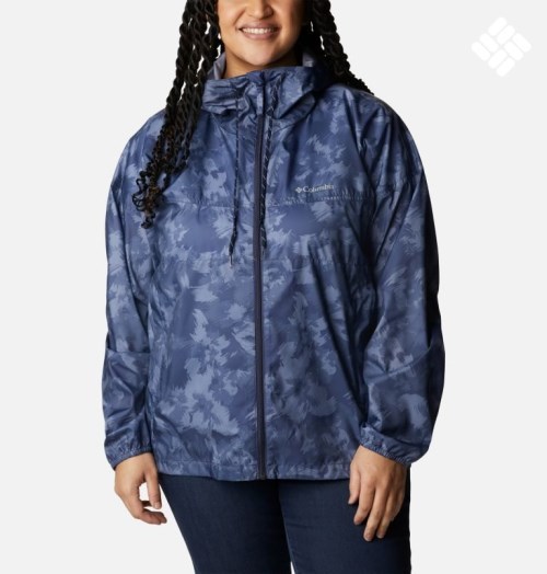 Columbia Flash Challenger Novelty Windbreaker Jakke Dame Marineblå | Plus Size 70162X